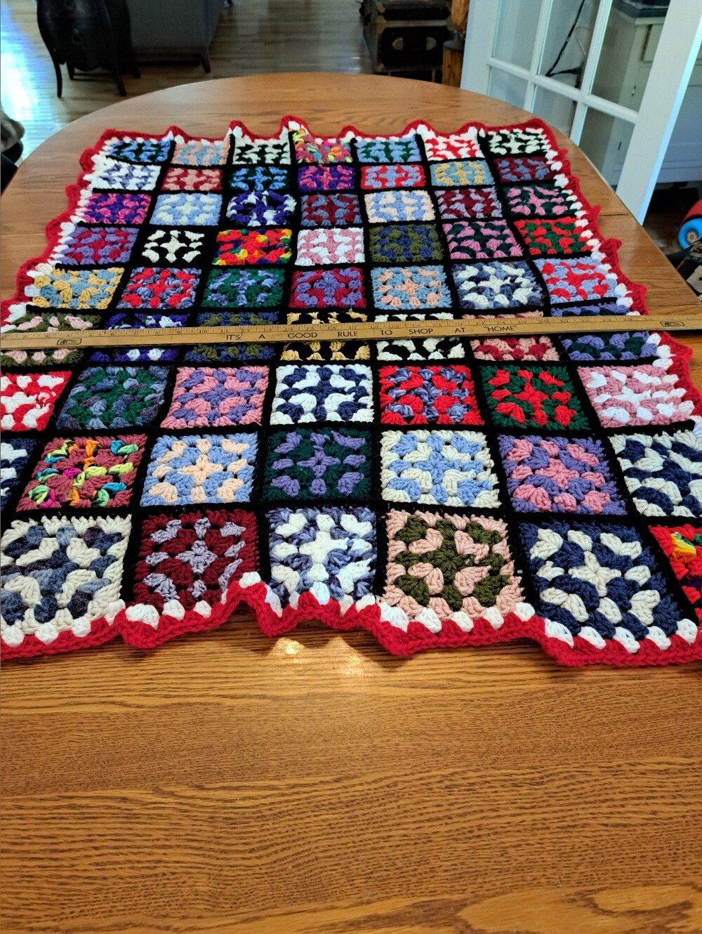 Handmade Multicolor Crochet Granny Square Throw Blanket - Lap Blanket